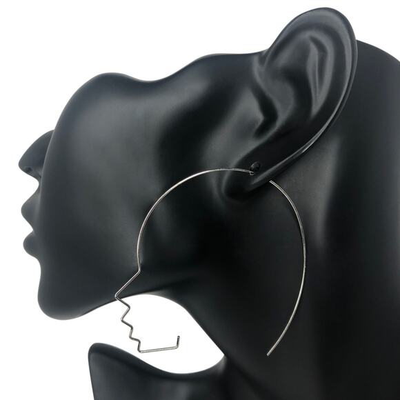 Silver Side Face Wire Earrings - Picture 2 of 4